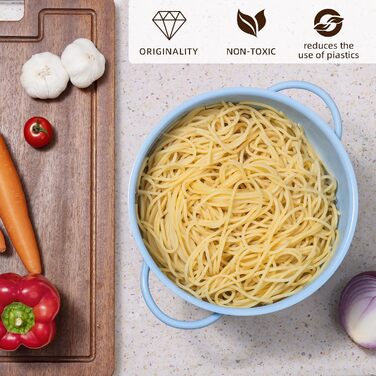 Металеве сито для пасти з подвійними ручками синє beifeier