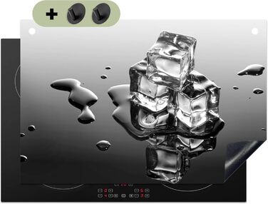 Фартух для плити, кухонний фартух, вініл, 78x52 см, декор для кухні, облицювання стіни, кришка для плити - сіро-чорна (Лід - Вода, 51Д x 77Ш см)