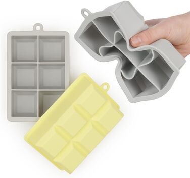 Силіконові формочки для льоду Blumtal 2x24 - Формочка для льоду - Силіконова форма для льоду діаметром 2,6 см - 2 формочки для льоду середнього розміру - Льодогенератор без BPA 2 шт. - Кубики середнього розміру (кубик M, Ultimate Grey - жовтий)