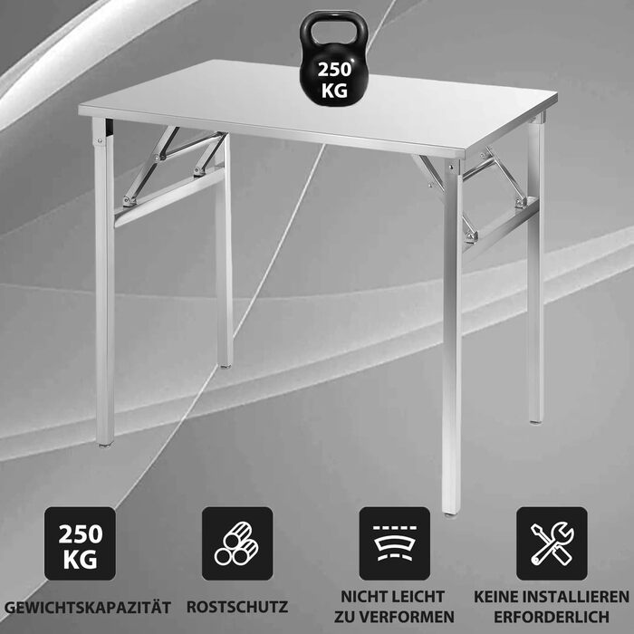 Складаний стіл з нержавіючої сталі 100 x 60 х 86 см FINEUNAN