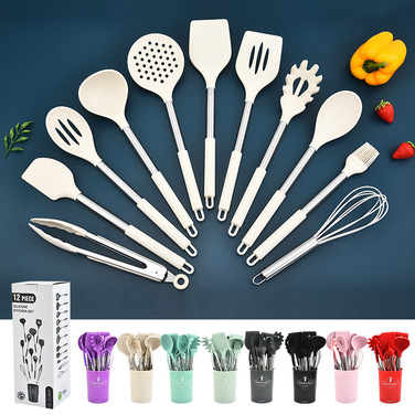 Силиконовый набор кухонных принадлежностей, 12 предметов, черный Vialex