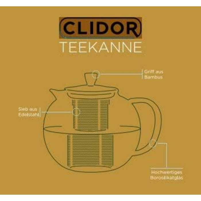 Заварочный чайник со вставкой сетчатого фильтра - 1,5 литра, CLIDOR