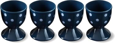 Керамічні чашки для яєць Cinf у горошок, великодній подарунковий набір із 4 порцелянових підставок для сніданку, міцні, легко миються, багаторазові, великодній подарунок (синя крапка)
