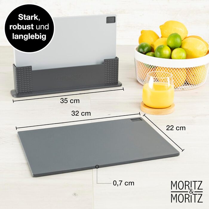 Набор разделочных досок 32 x 22 см с подставкой, 3 предмета, серые Moritz & Moritz