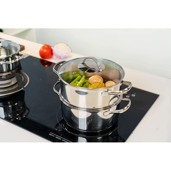 Набір посуду Kitchen-Profi Basics з 11 предметів з нержавіючої сталі, безпечний для індукції, з кришками, сріблястий
