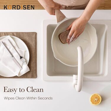 Сковорода 28 см со стеклянной крышкой, белая Kordisen