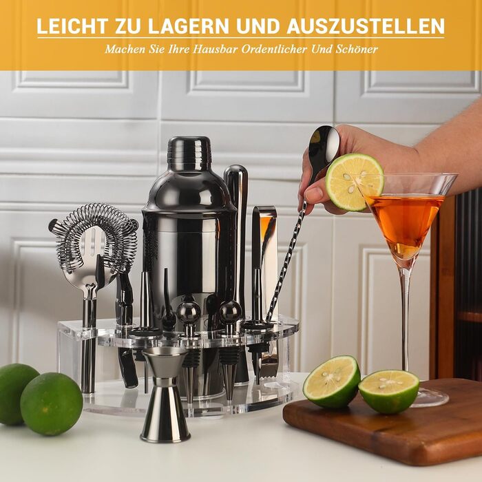 Набор для коктейлей премиум 12 предметов черный Lebarstor