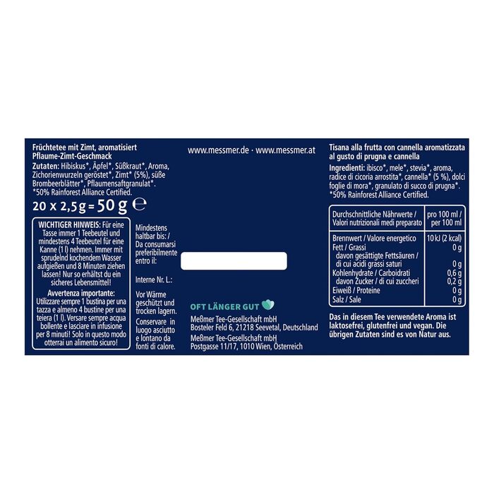 Чай Месмер - 48 чайних пакетиків 24 видів Атмосферний дизайн для демонстрації Різдвяний календар ідеально підходить як подарунок Фруктовий та трав&39яний чай (Кориця та слива, 20 чайних пакетиків)