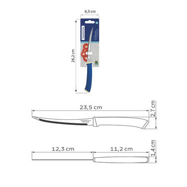 Ніж для томатів Tramontina Felice blue, 123 мм (7081463)