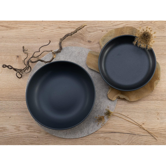 Серия Uno Набор посуды из 16 предметов, набор из керамогранита Combi (черный, набор салатов 2 предмета), 22978