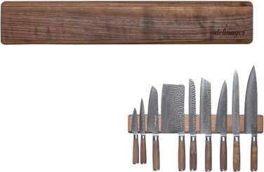 Магнітна стрічка з вишуканого дерева волоського горіха для стильної організації ножів 40 x 7 x 3,5 см (50 см)