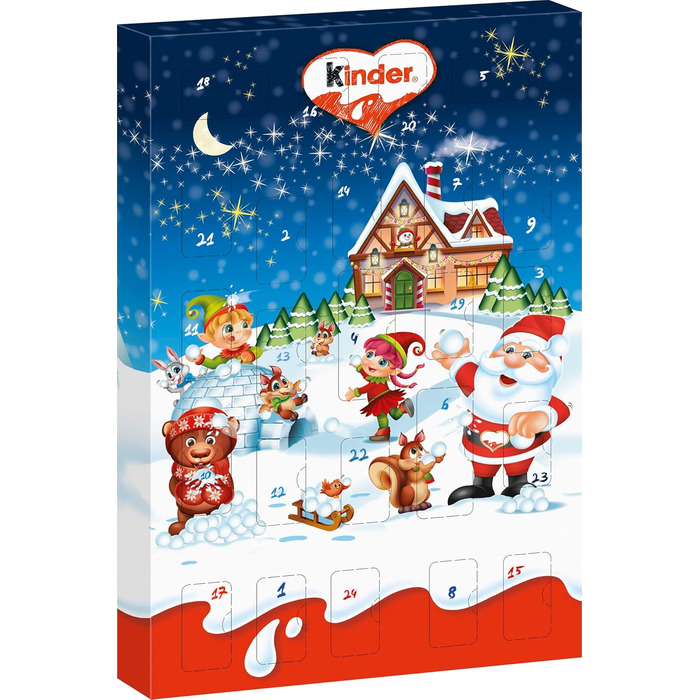 Різдвяний адвент-календар, 24 шоколадні делікатеси 150 г Mini Mix Kinder