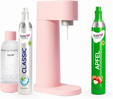 Набор для газирования воды, 4 предмета, классик + яблоко, розовый Mysoda Woody SodaTASTE