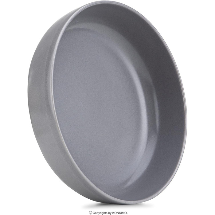 Консімо. Набір з 6 тарілок для супу - Тарілки для пасти - Глибокі тарілки - на 6 персон - Керамічна миска - VICTO Салатна тарілка для мікрохвильової печі - 18,5 см - (Сірий)