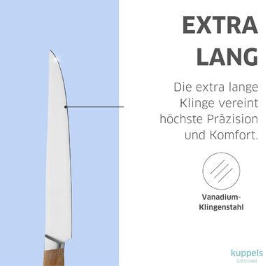 Набір кухонних ножів Kuppels WOOD, 3 предмети ніж шеф-кухаря, ніж універсальний та ніж для овочів з ручкою з акації, надзвичайно гострі кухонні ножі, сталь хром-ванадію, професійний набір ножів для овочів та мяса (мясний ніж)