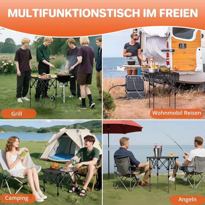 Складной кемпинговый стол 50,5 x 41 x 44/70 см FUNYKICH