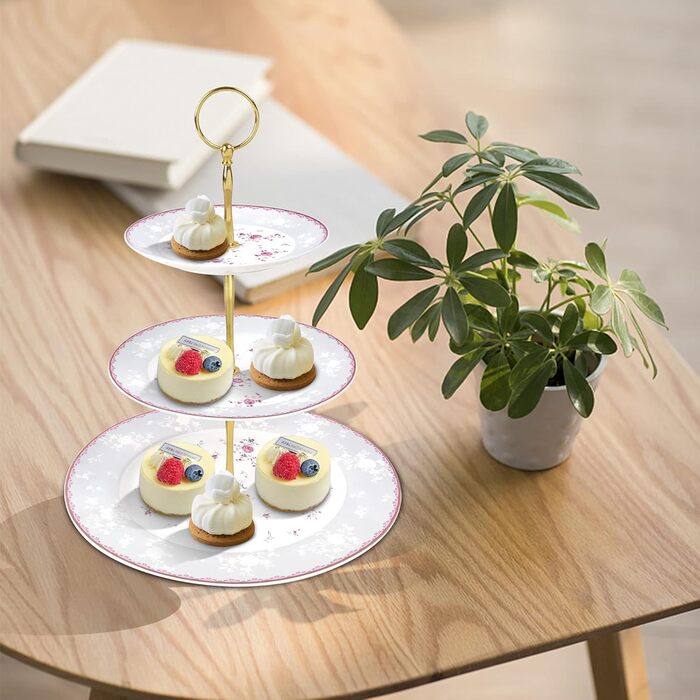 Набір із 6 чашок та блюдець &quotРожева троянда&quot, британський вінтажний набір післяобідніх чашок, порцелянова кавова чашка із золотим обідком, 150 мл (рожевий 3-рівневий пластик)