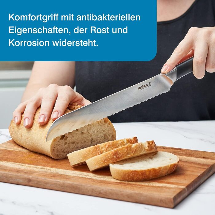 Нож для хлеба Zyliss E920268 Comfort Pro, немецкая нержавеющая сталь, черная ручка, кухонный нож, можно мыть в посудомоечной машине, гарантия 25 лет