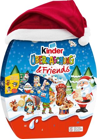 Адвент-календар із 24 шоколадними делікатесами, 370 г Surprise & Friends Kinder