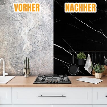 Стінові панелі AS Country Stone під мармур 60x120 см ПВХ-облицювання стіни з пластикових панелей для кухні, ванної кімнати тощо Панель кухонного фартуха (, чорний)