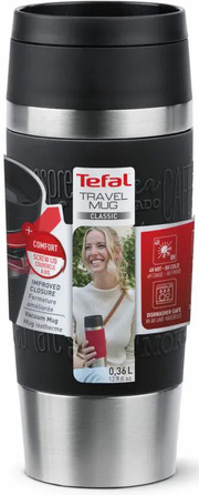 Tefal Термочашка Travel Mug Classic, 360мл, нержавіюча сталь, чорний