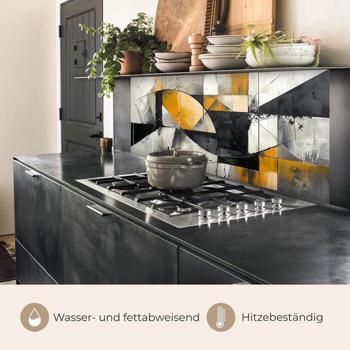 Кухонний фартух 80x300 см Самоклеючий захисний щиток для кухонної стіни Кухонний фартух Кухонні фасади Кухонні фартухи Кухонна стіна - Абстрактна (Сіра - Сучасна, 80 x 150 см)