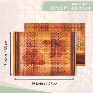 Бавовняні килимки для серветок, набір з 4 шт. , декоративні килимки для серветок, пасхальні килимки, що миються, для свят, вечерь, весни, літа (33 см x 48 см) (11 - тартан на День подяки), 39Hermine 100