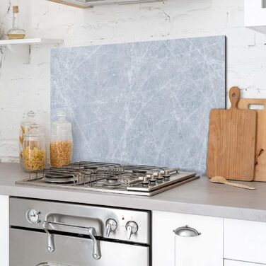 Алюмінієвий кухонний фартух, виготовлений в Італії, захищає плиту та стіну, миється та легко встановлюється, металевий фартух, 48 x 72 см (48x72, сірий мармур)