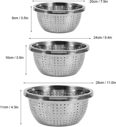 Набір із 3 мікроперфорованих сит з нержавіючої сталі Alvinlite
