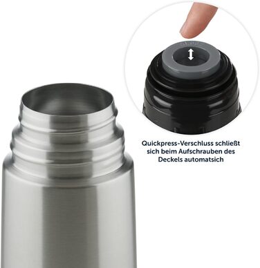 Термос Blumtal Eifel з нержавіючої сталі 500 мл - герметичний термос з чашкою для пиття в дорозі, ізолює гарячі напої, темно-зелений (500 мл, нержавіюча сталь - срібло)