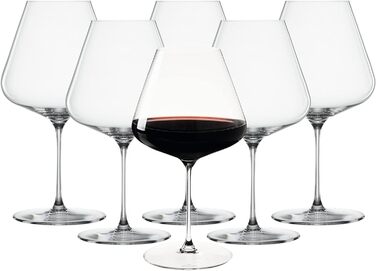Набір келихів для вина з 6 предметів, універсальні келихи, кришталеве скло, 550 мл, Definition, 1350101 (бордові келихи 960 мл)