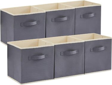 Складні кубики для зберігання Lifewit 6 шт. 18 л, середні декоративні тканинні ящики для зберігання з ручками для організації полиць шафи, 26,5 x 26,5 x 28 см, (сірий, 30x30x30 см)