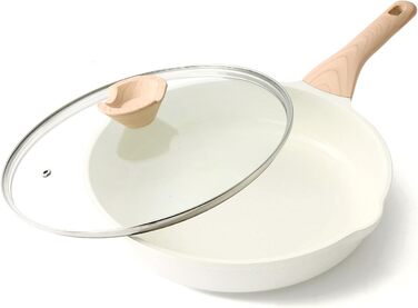 Сковорода 28 см со стеклянной крышкой, белая Kordisen