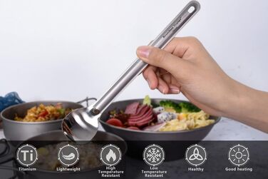 Безмежна подорож Outdoor Титанова ложка з довгою ручкою Spork Ультралегкий кемпінговий полірований посуд Набір столових приборів 2 шт. (Ti1509b)