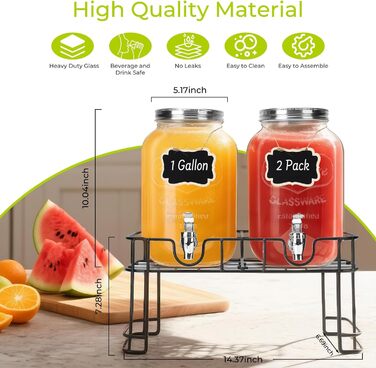 Набор стеклянных диспенсеров для напитков 2 шт. 4 л DHSBTLS
