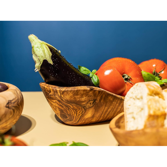 Набір з 2 багетних хлібниць з оливкового дерева - Закусочна миска довгаста - Дерев'яна миска в сільському стилі - Декоративна миска - Миска для фруктів - Миска ручної роботи - Миска для ювелірних виробів - Універсальна миска 2 30-34 см
