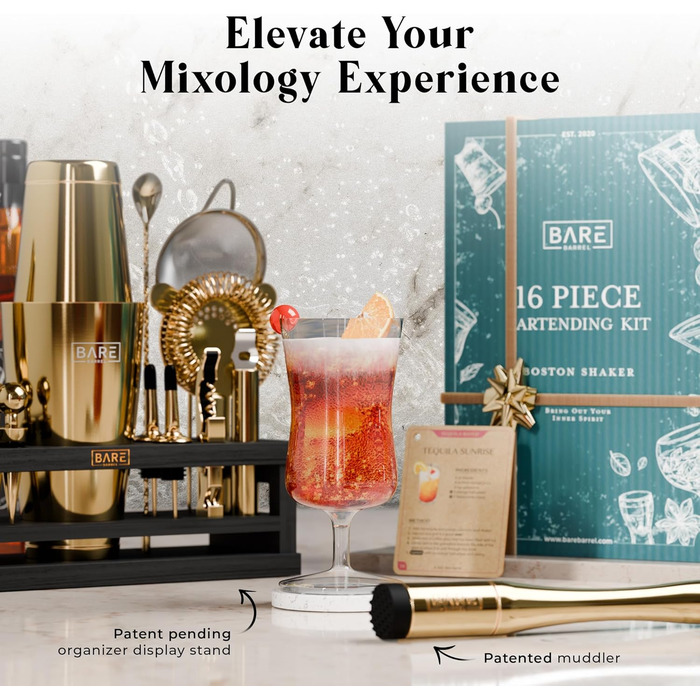 Набір для коктейлів 16 предметів золотий Bare Barrel