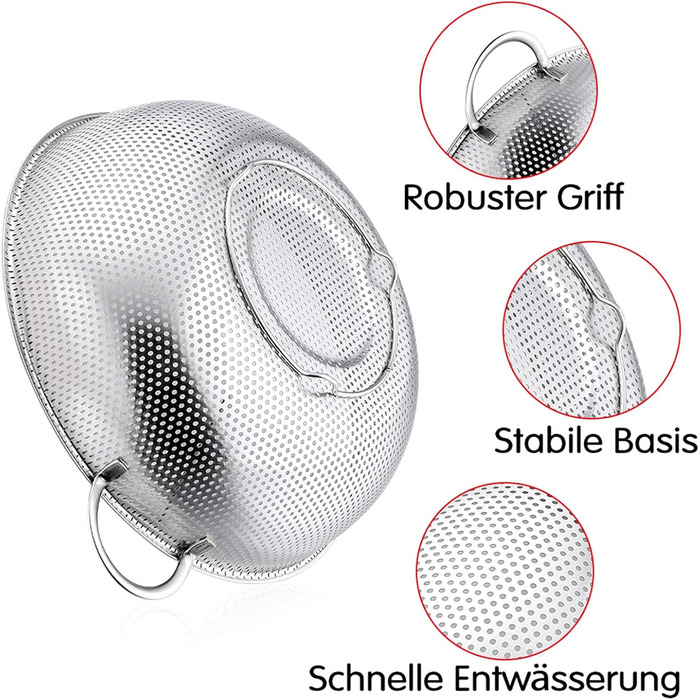 Набор из 3 микроперфорированных кухонных сит из нержавеющей стали TEAMFAR