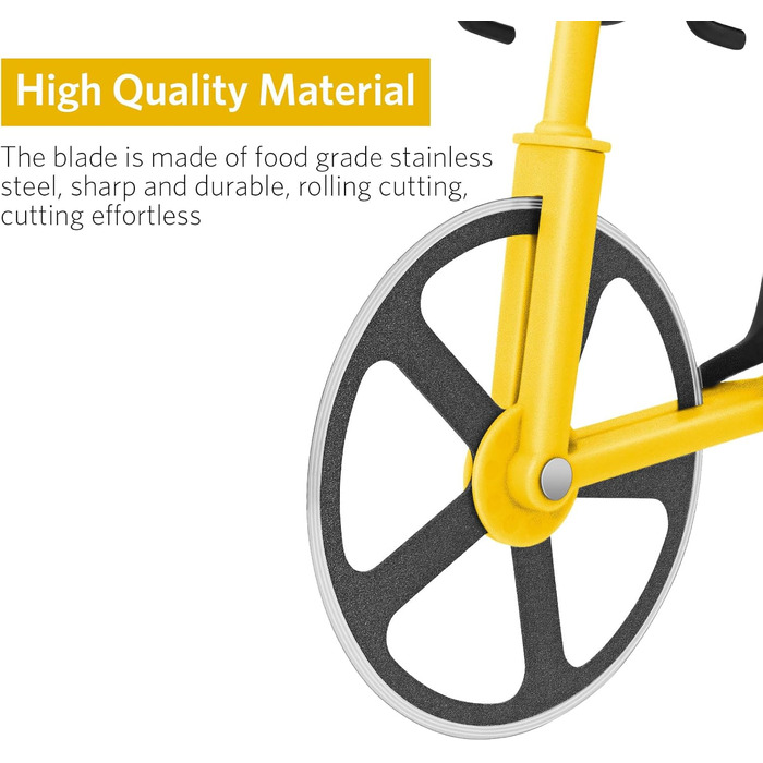 Резак для пиццы в виде велосипедиста с подставкой, желтый KUONIIY