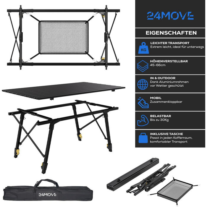 Складной кемпинговый черный стол 24MOVE