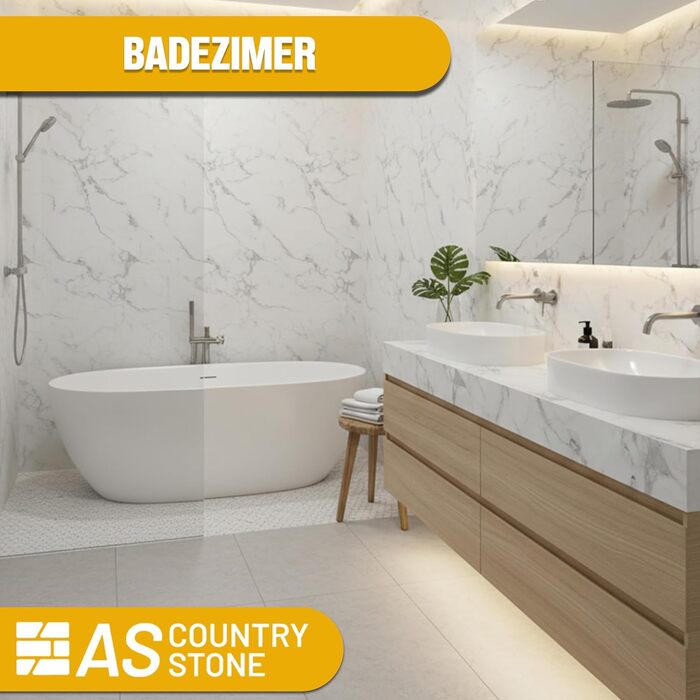 Стінові панелі AS Country Stone під мармур 60x120 см ПВХ-облицювання стіни з пластикових панелей для кухні, ванної кімнати тощо Панель кухонного фартуха (4 шт., Токіо)