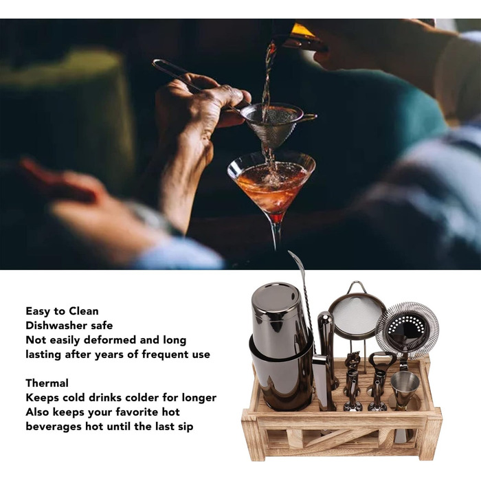 Набір для коктейлів з дерев'яною підставкою UPQRSG