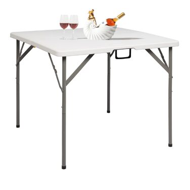 Сложный кемпинговый стол 86 x 86 x 74 см белый Bonnlo