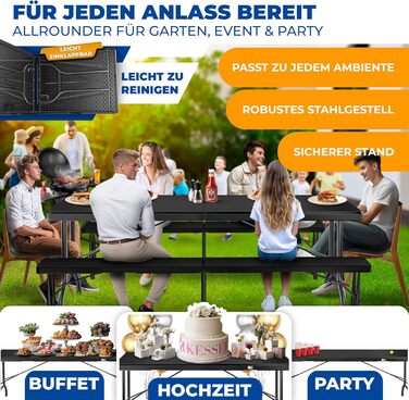 Стіл-фуршет для кемпінгу 183 х 86 х 74 см KESSER