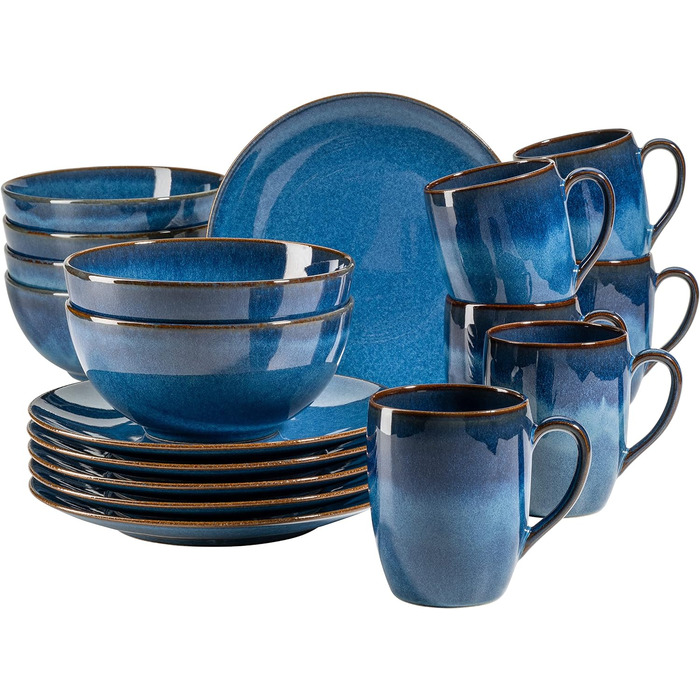 Набір для сніданку, керамічна OSSIA, Royal Blue (комплект із набором мисок із 7 предметів)