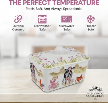 Маслянка з кришкою, китайська кераміка, з гарними акварельними мотивами, дизайн якої розроблено галереєю Дженніфер Роуз для Busy Bees (ферма).