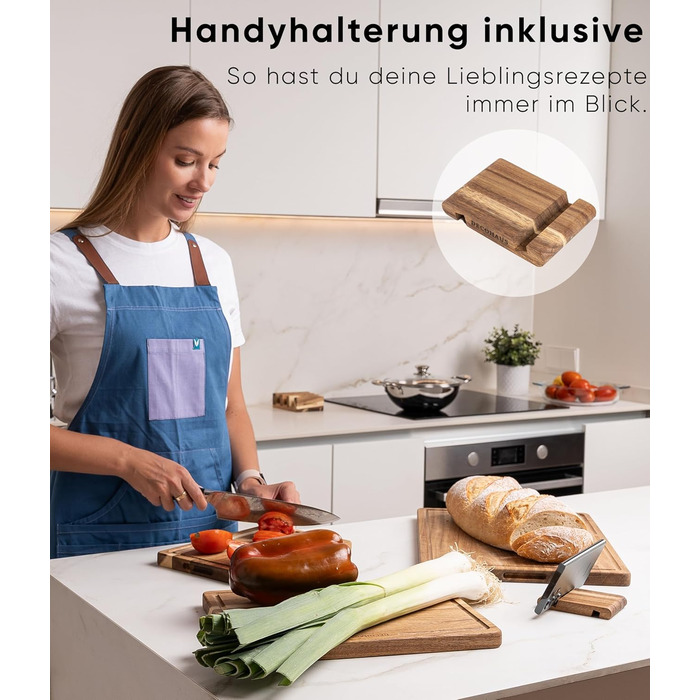 Набір обробних дощок з натурального акацієвого дерева 3 шт Deco haus