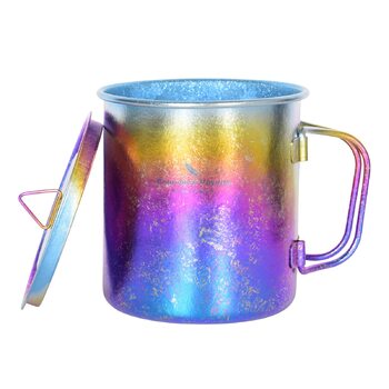 Титанова кружка з кришкою для кемпінгу 450 мл градієнт iBasingo