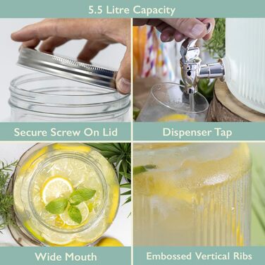 Скляний диспенсер для напоїв з краном 5,5 л The Vintage Company