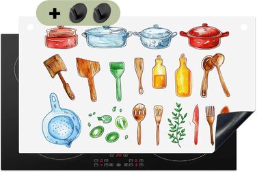 Фартух для плити, кухонний фартух, вініл, 78x52 см, декор для кухні, облицювання стіни, кришка плити - сіро-чорна (кухня - креслення, 52,7Д x 91,6Ш см)